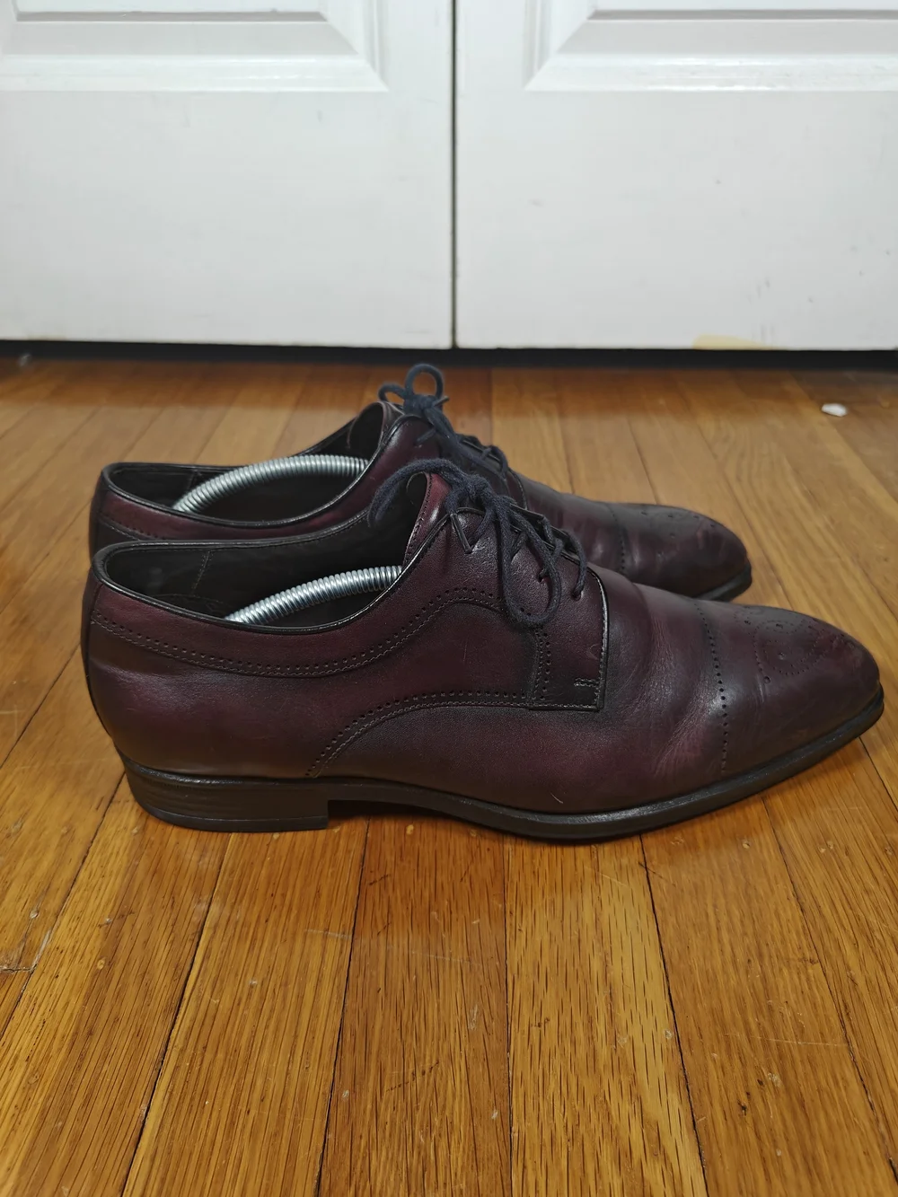 Joseph Abboud Mens 11 Burgundy Leather Taylor Cap Toe Oxford Dress Shoes
